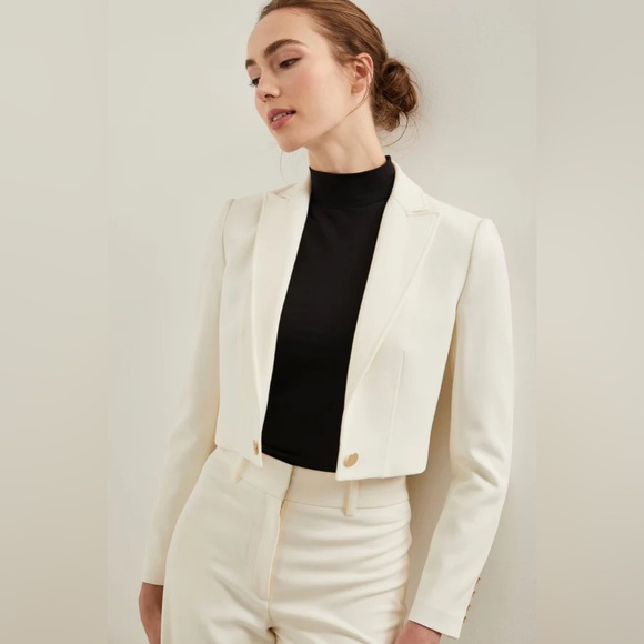Tristan Cropped Blazer Cream/white NWT - Picture 1 of 3